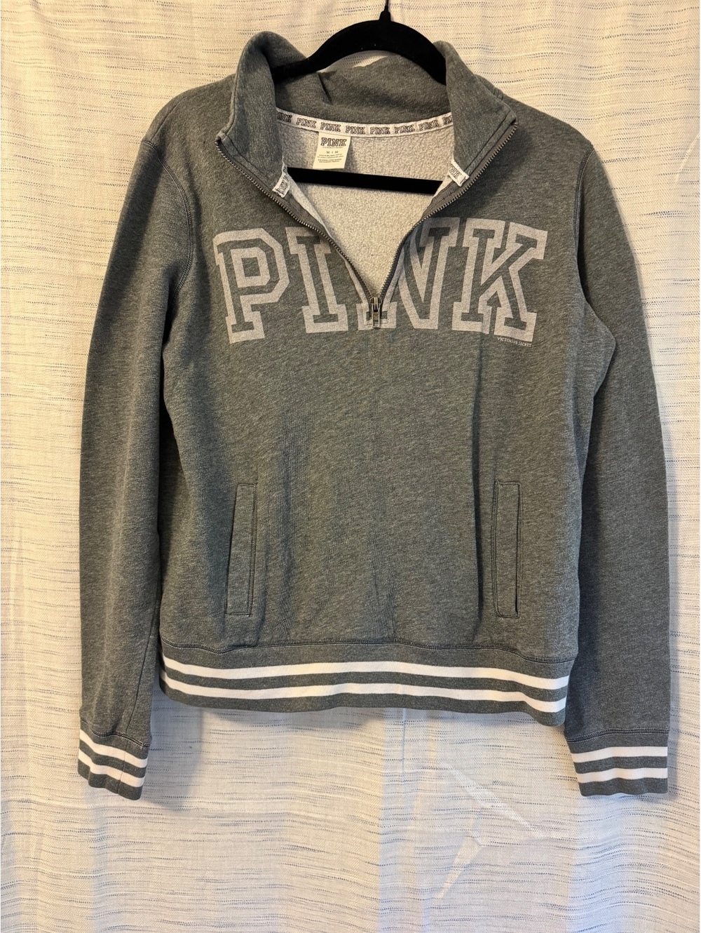 PINK Victoria's Secret Gray Half-Zip Pullover Sweatshirt